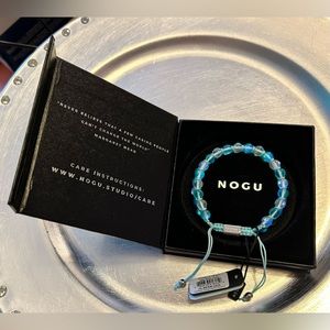 🩵🩵 NOGU Aquamarine Silver Galaxy Glass Double Macrame Bracelet 🩵🩵